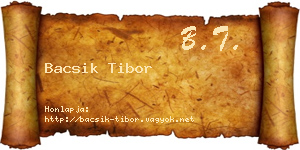 Bacsik Tibor névjegykártya